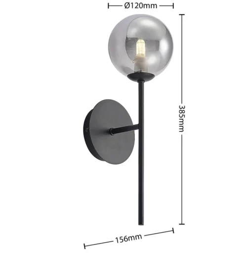 Lucande Wynona wandlamp, 1-lamps, zwart