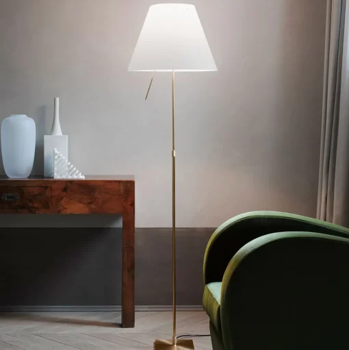 Luceplan Costanza vloerlamp D13t, messing/wit