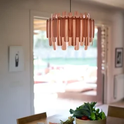 LZF Maruja houten hanglamp, roze