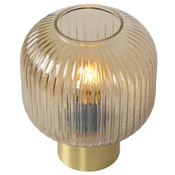 Maloto tafellamp van glas, amber/goud, Ø 20 cm, E27