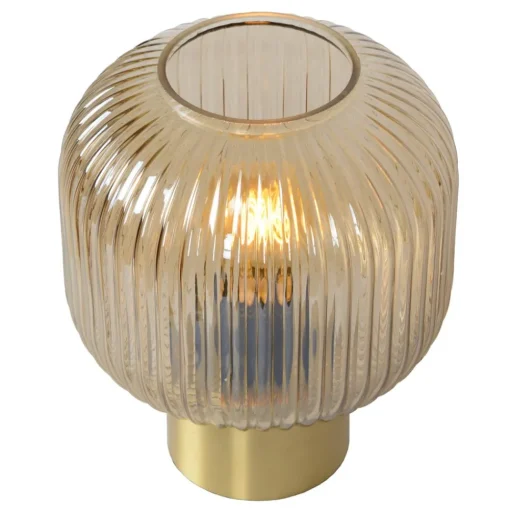 Maloto tafellamp van glas, amber/goud, Ø 20 cm, E27