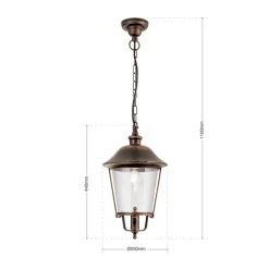 Mariella buiten hanglamp, zwart-koper, metaal