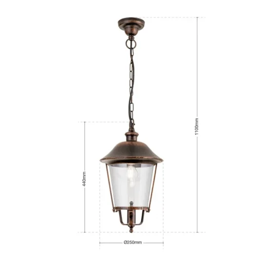 Mariella buiten hanglamp, zwart-koper, metaal