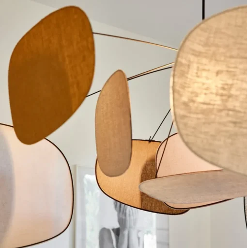 MARKET SET Hanglamp Screen 70's, Ø 110 cm, linnen, kleurrijk