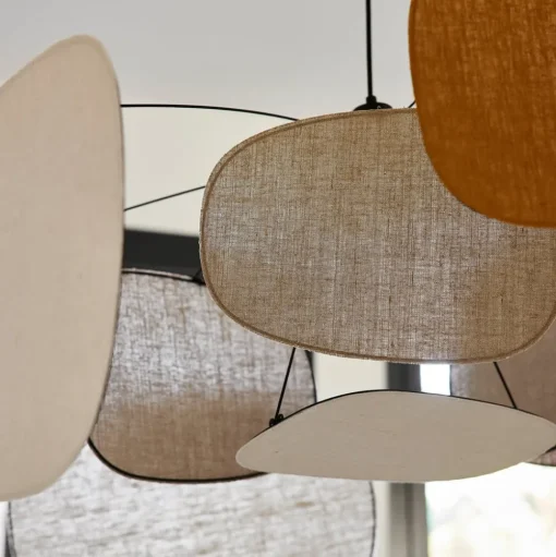 MARKET SET Hanglamp Screen 70's, Ø 110 cm, linnen, kleurrijk