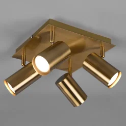 Marley plafondspot, antiek messing, 4-lamps