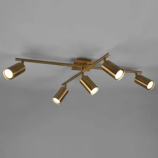 Marley plafondspot, antiek messing, 5-lamps