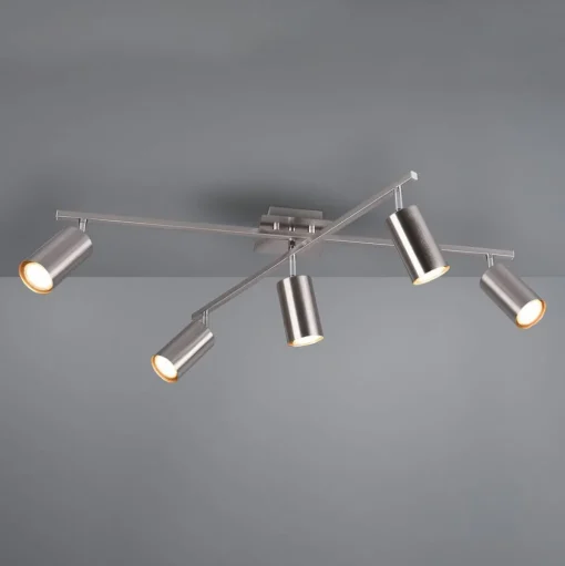 Marley plafondspot, mat nikkel 5-lamps