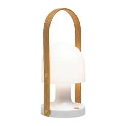 MARSET FollowMe LED tafellamp, wit-eiken, hoogte 29 cm