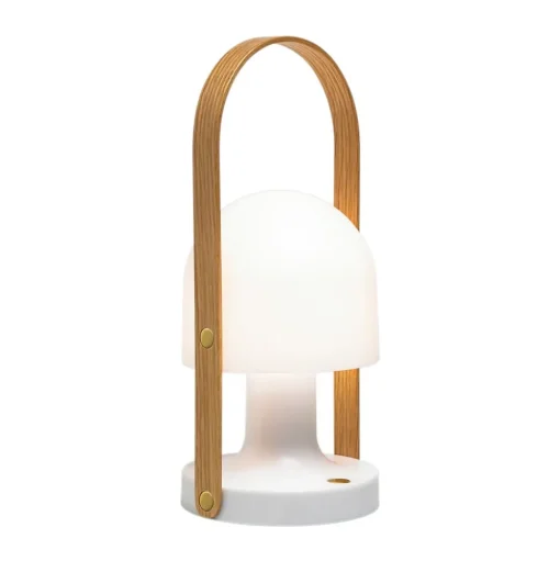 MARSET FollowMe LED tafellamp, wit-eiken, hoogte 29 cm