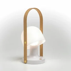 MARSET FollowMe LED tafellamp, wit-eiken, hoogte 29 cm