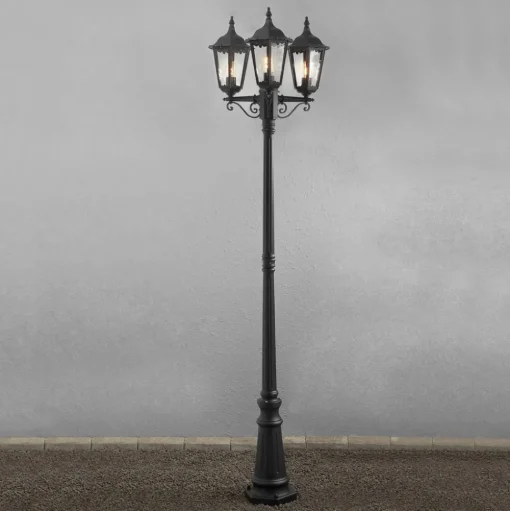 Mastlamp Firenze, 3-lamps, zwart