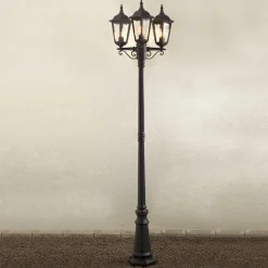 Mastlamp Firenze, 3-lamps, zwart