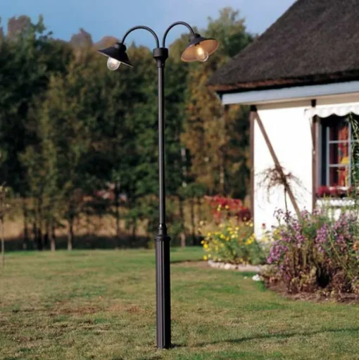 Mastlamp Vega, zwart mat 2-lamps, 247 cm
