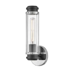 Masttop badkamer wandlamp, chroom, 1-lamp, hoogte 35 cm, IP44