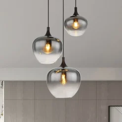 Maxy hanglamp, Ø 48 cm, rookgrijs, glas, 3-lamps.