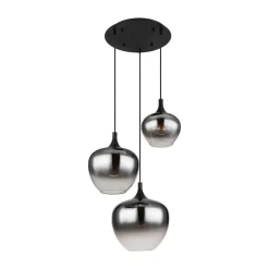 Maxy hanglamp, Ø 48 cm, rookgrijs, glas, 3-lamps.