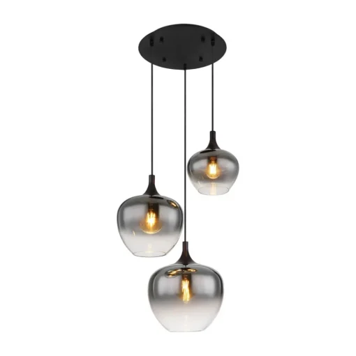 Maxy hanglamp, Ø 48 cm, rookgrijs, glas, 3-lamps.