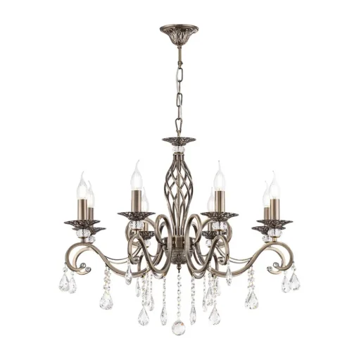 Maytoni Grace kroonluchter 8-lamps messing/wit