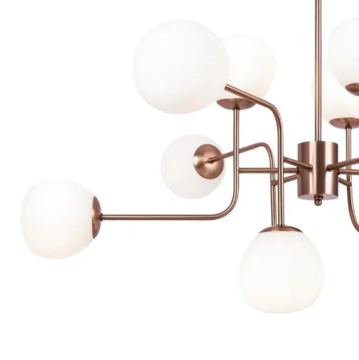 Maytoni kroonluchter Erich, messing rosé glas/metaal 12-lamps.