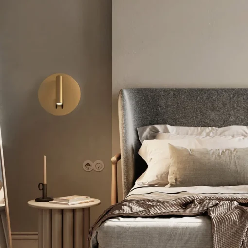 Maytoni LED wandlamp iOS 176, goudkleurig, rond, aluminium