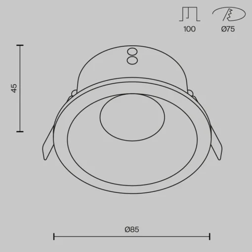 Maytoni plafond inbouwlamp Zoom wit Ø 8,5 cm aluminium IP65 GU10
