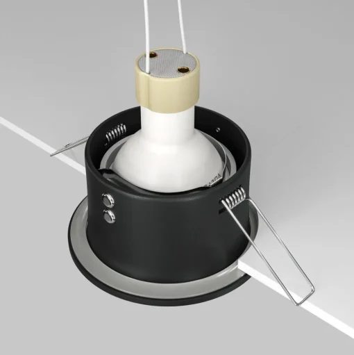 Maytoni plafond inbouwlamp Zoom, zwart, Ø 8,5 cm aluminium IP65