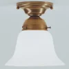 Messing plafondlamp Alena met glazen kap