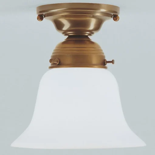 Messing plafondlamp Alena met glazen kap