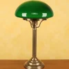 Messing tafellamp Hari met groene kap