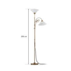 Messing-vloerlamp Alwine, 2-lichts