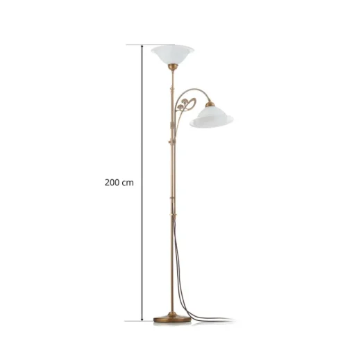 Messing-vloerlamp Alwine, 2-lichts