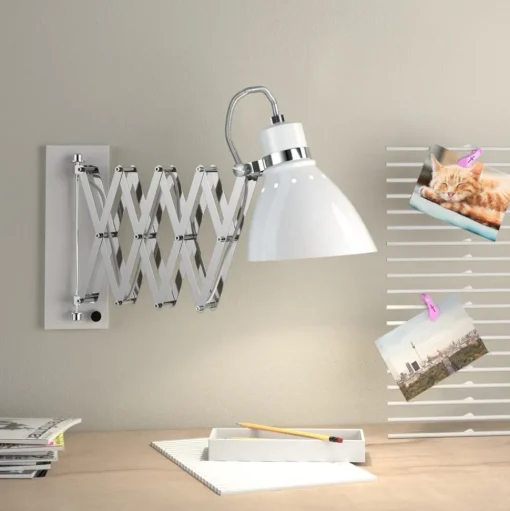 Metalen schaarlamp Kordian, wit