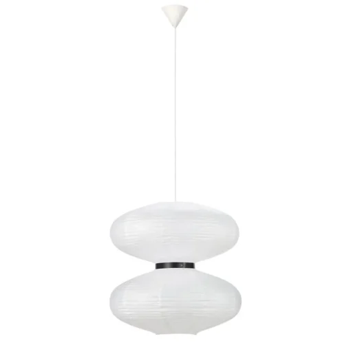 Mite hanglamp met witte papieren kap