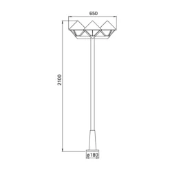 Moderne lantaarnpaal 181, zwart, 3-lamps