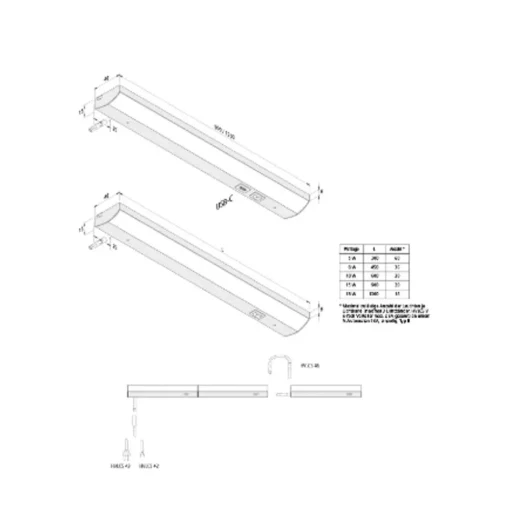 ModuLite F LED meubelverlichting, zwart, 120 cm, 3.000 K aluminium