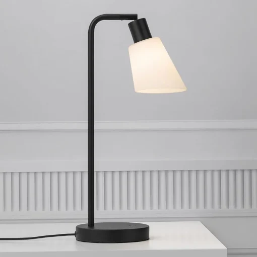Molli tafellamp, hoogte 46 cm, zwart, glas, metaal