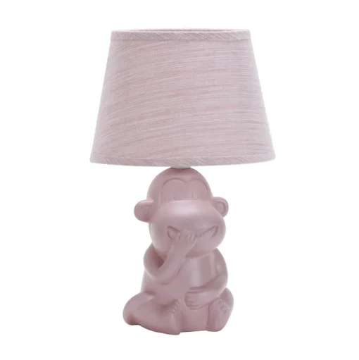 Monkey tafellamp, roze, keramiek, 28 cm hoog, E14