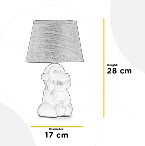 Monkey tafellamp, roze, keramiek, 28 cm hoog, E14