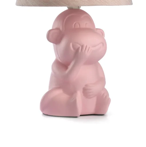 Monkey tafellamp, roze, keramiek, 28 cm hoog, E14