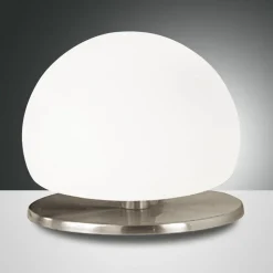 Morgana tafellamp, nikkel / wit, touchdimmer, 3.000 K