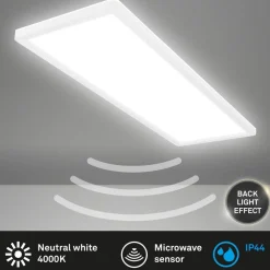 Move LED paneel, sensor, 58 x 20 cm, IP44, kunststof, wit