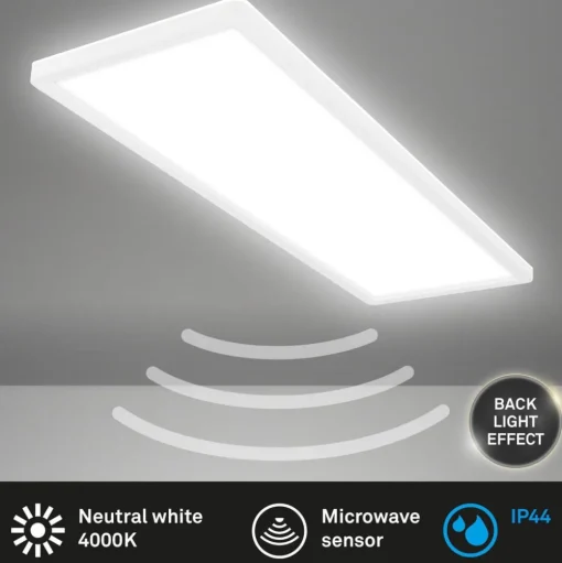 Move LED paneel, sensor, 58 x 20 cm, IP44, kunststof, wit