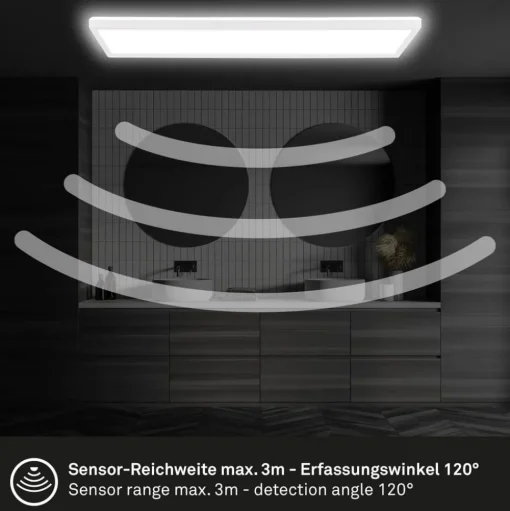 Move LED paneel, sensor, 58 x 20 cm, IP44, kunststof, wit