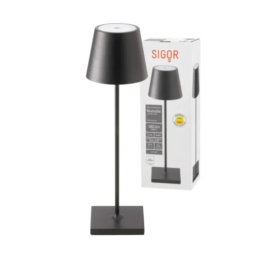 Nuindie LED oplaadbare tafellamp, USB-C, zwart, IP54, dimbaar