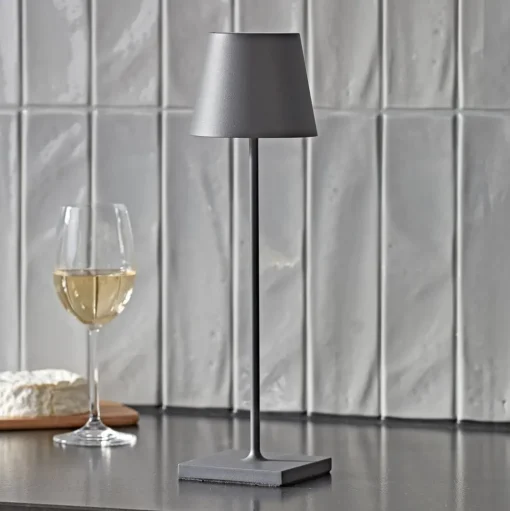 Nuindie LED oplaadbare tafellamp, USB-C, grafiet, IP54, dimbaar