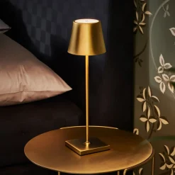 Nuindie LED oplaadbare tafellamp, USB-C, goud, IP54, dimbaar