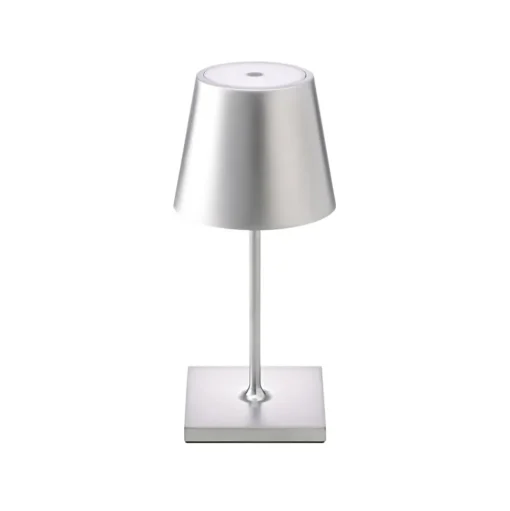 Nuindie mini LED oplaadbare tafellamp, Easy Connect, zilver, dimbaar.