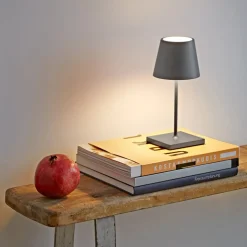 Nuindie mini LED oplaadbare tafellamp, USB, grafiet, IP54, dimbaar
