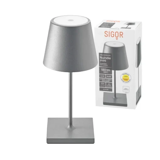 Nuindie mini LED oplaadbare tafellamp, USB, grafiet, IP54, dimbaar